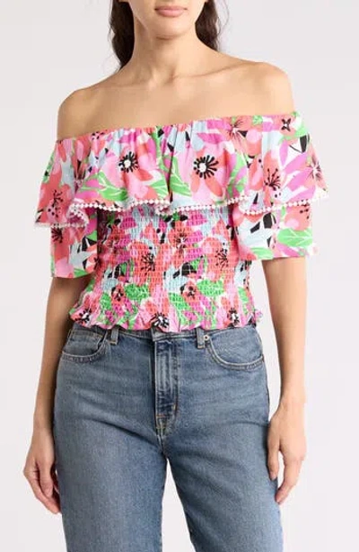 BY DESIGN BY DESIGN LAURA FLORAL RUFFLE SHORT SLEEVE TOP