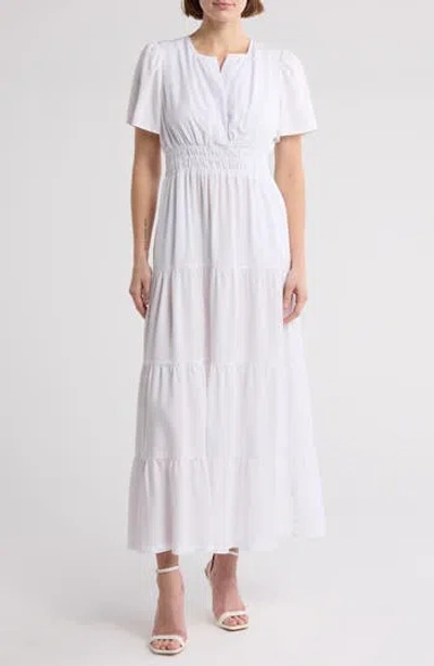 BY DESIGN BY DESIGN RIO LYOCELL SHORT SLEEVE TIERED MAXI DRESS