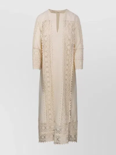 BY MALENE BIRGER SCALLOPED LACE DETAIL KNEE-LENGTH DRESS