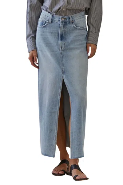 BY TOGETHER MAXI DENIM SKIRT IN LIGHT WASH