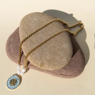 BY VIRGO WOMEN'S BLUE SUNLIT SKY CHAIN NECKLACE