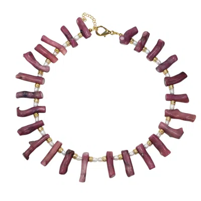 BY VIRGO WOMEN'S GOLD / YELLOW / WHITE CAMELLIA CORAL & PEARL BEADED NECKLACE