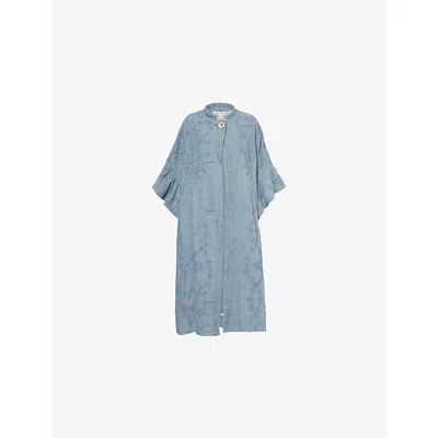 BY WALID OMENS LEILA EMBROIDERED COTTON AND LINEN COAT CAYENNE