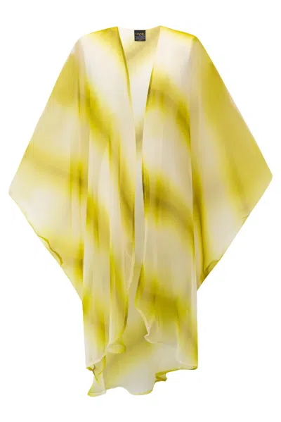 BYVINNIK WOMEN'S NEUTRALS / GREEN / WHITE COLORATURA CAPE IN MAUI - LIME