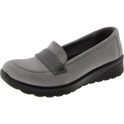 BZEES GAMMA 2 WOMENS FAUX LEATHER TRIM SLIP-ON LOAFERS