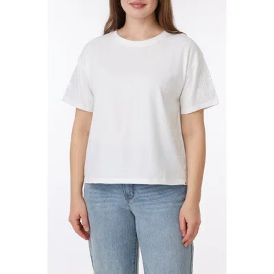 C&C CALIFORNIA C & C CALIFORNIA TONI FLORAL EMBROIDERED SLEEVE BOXY COTTON T-SHIRT