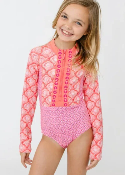 CABANA LIFE CABANA LIFE GIRLS LONG SLEEVE ONE-PIECE