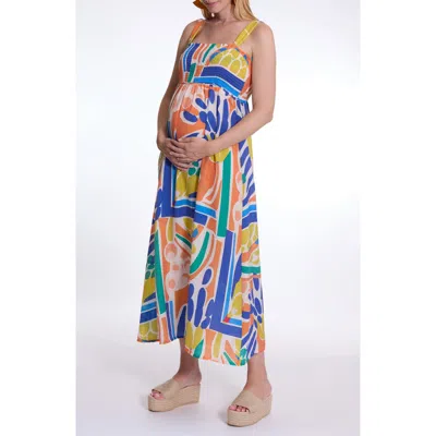 CACHE COEUR CACHE COEUR NAIADE ABSTRACT PRINT MATERNITY/NURSING MAXI DRESS