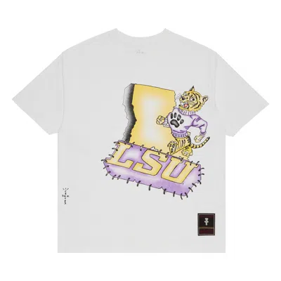 CACTUS JACK BY TRAVIS SCOTT CACTUS JACK BY TRAVIS SCOTT X MITCHELL & NESS LOUISIANA STATE UNIVERSITY HANDDRAWN TEE 'WHITE'