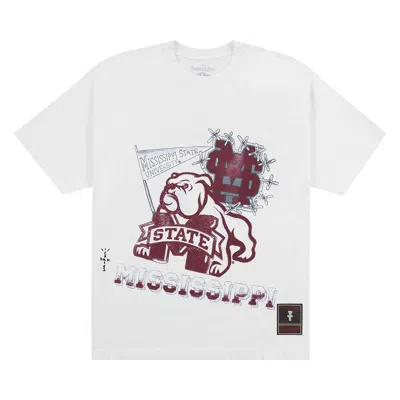 CACTUS JACK BY TRAVIS SCOTT CACTUS JACK BY TRAVIS SCOTT X MITCHELL & NESS MISSISSIPPI STATE UNIVERSITY HANDDRAWN TEE 'WHITE'