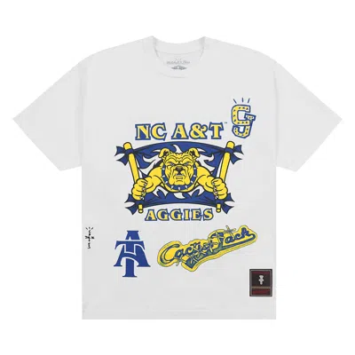 CACTUS JACK BY TRAVIS SCOTT CACTUS JACK BY TRAVIS SCOTT X MITCHELL & NESS NORTH CAROLINA A&T UNIVERSITY HANDDRAWN TEE 'WHITE'