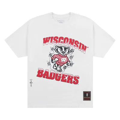 CACTUS JACK BY TRAVIS SCOTT CACTUS JACK BY TRAVIS SCOTT X MITCHELL & NESS UNIVERSITY OF WISCONSIN HANDDRAWN TEE 'WHITE'