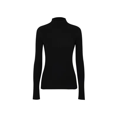 CALLAITE WOMEN'S SLIM FIT RIBBED CASHMERE TURTLENECK SWEATER, BLACK