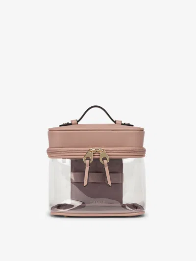 CALPAK CLEAR TRAIN COSMETIC CASE MAUVE