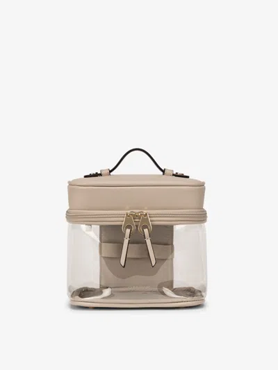 CALPAK CLEAR TRAIN COSMETIC CASE WHITE