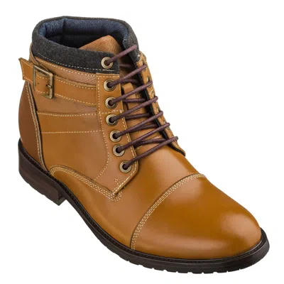 CALTO CALTO T5100 - 8.1CM AUFZUG HÖHE VERGRÖSSERTE HELLBRAUN SCHNÜR STIEFEL HERREN