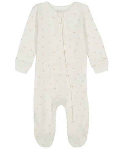 CALVIN KLEIN BABY GIRLS PRINTED KNIT FOOTED ZIP-UP COVERALL
