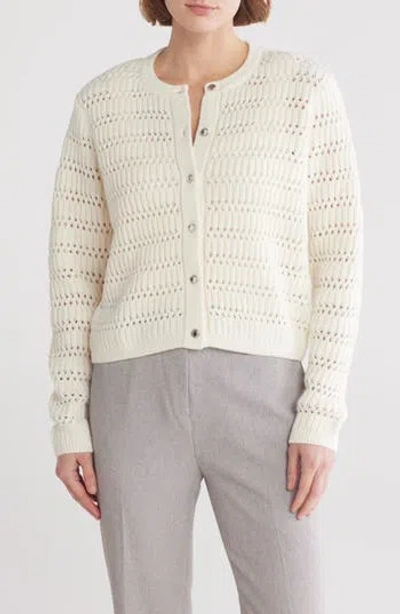 CALVIN KLEIN CALVIN KLEIN BUTTON FRONT OPEN CROCHET CARDIGAN