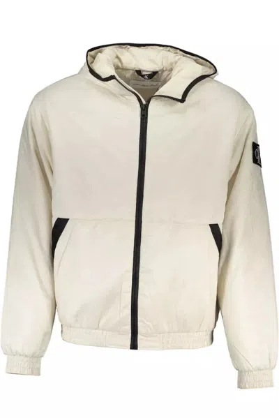 CALVIN KLEIN CHIC BEIGE HOODED JACKET WITH CONTRASTING DETAILS