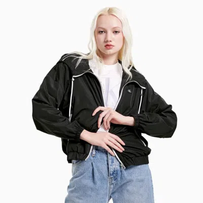 CALVIN KLEIN Calvin Klein CK Jeans春秋女装时尚抽绳连帽刺绣贴片短款单夹克外套J216168