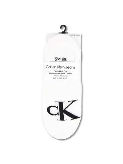 CALVIN KLEIN WOMENS CKJ WOMEN FOOT HIGH CUT 2P MONOGRAM