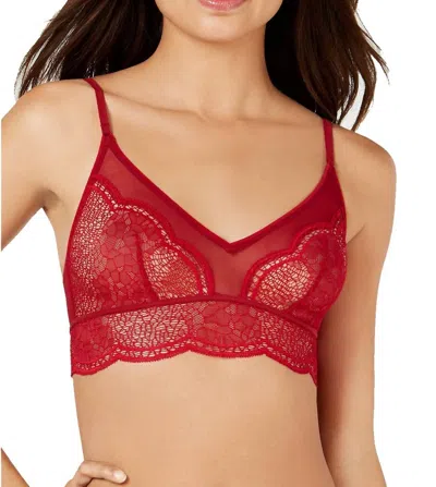 CALVIN KLEIN CRACKLED LACE TRIANGLE BRALETTE IN EMBER BLAZE