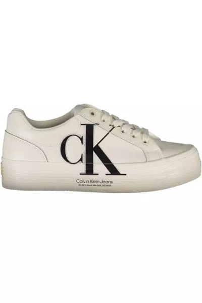 CALVIN KLEIN ECO-CHIC WHITE SNEAKERS WITH CONTRASTING DETAILS