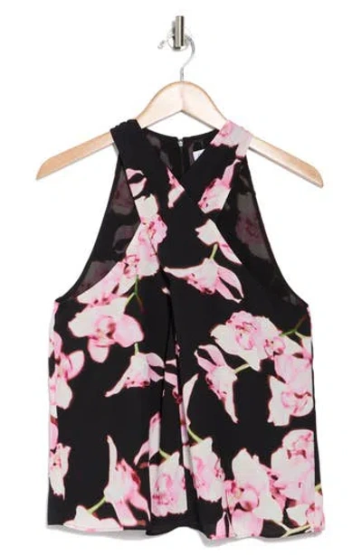 CALVIN KLEIN CALVIN KLEIN FLORAL HALTER NECK SLEEVELESS TOP