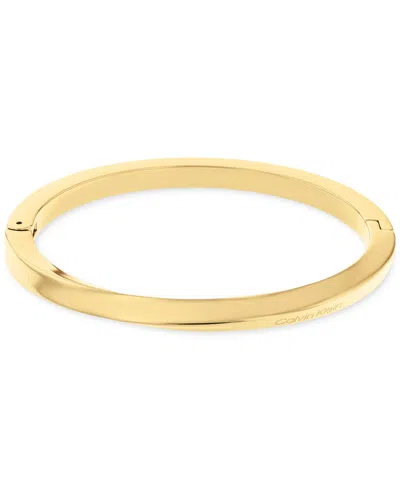 CALVIN KLEIN GOLD-TONE STAINLESS STEEL TWIST BANGLE BRACELET