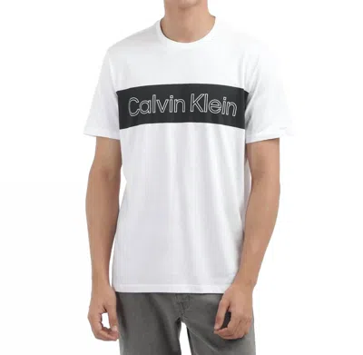 CALVIN KLEIN ICONIC BLOCK LOGO T-SHIRT IN WHITE