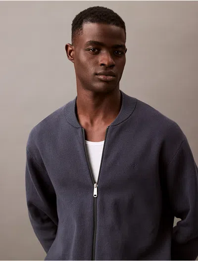 CALVIN KLEIN JEANS EST.1978 CALVIN KLEIN MEN'S SMOOTH COTTON SWEATER BOMBER JACKET