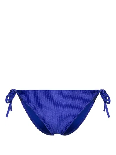 CALVIN KLEIN LOGO-TAPE RIBBED BIKINI BOTTOMS