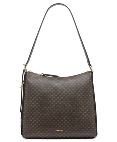 CALVIN KLEIN MANDY MINI SIGNATURE TOP ZIPPER SHOULDER BAG