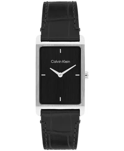 CALVIN KLEIN MEN'S DAPPER BLACK LEATHER STRAP WATCH, 24MM