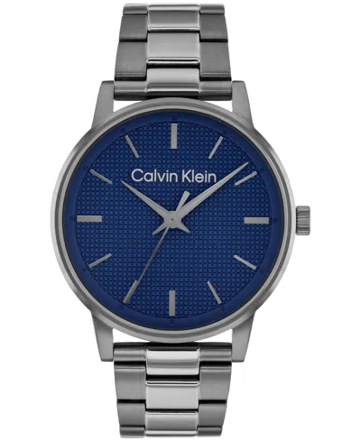 CALVIN KLEIN MEN'S CK LINKED IONIC PLATED GREY STEEL BRACELET WATCH 41MM