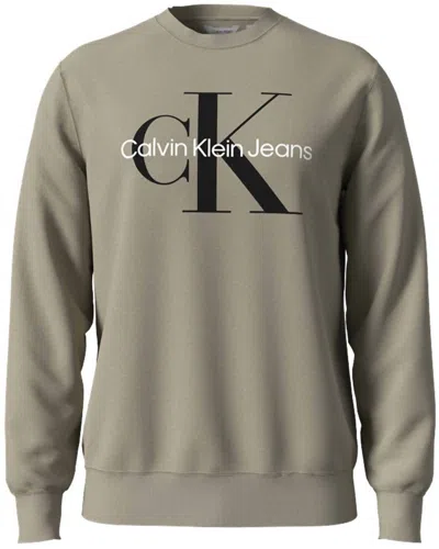 CALVIN KLEIN MEN'S MONOGRAM CREW NECK SWEATSHIRT IN WHITE PEPPER