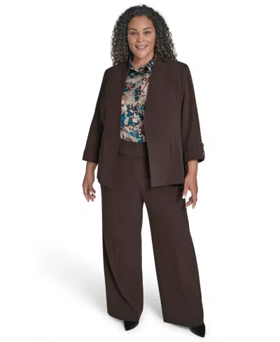 CALVIN KLEIN PLUS SIZE NOTCH-LAPEL 3/4-SLEEVE JACKET