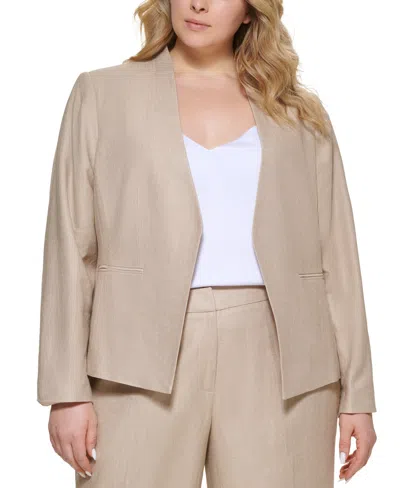 CALVIN KLEIN PLUS SIZE 100% LINEN OPEN-FRONT BLAZER