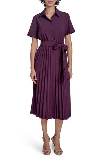 CALVIN KLEIN CALVIN KLEIN SHORT SLEEVE PLEATED SHIRTDRESS