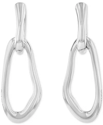 CALVIN KLEIN SILVER-TONE CK STATEMENT LINKS DROP EARRINGS