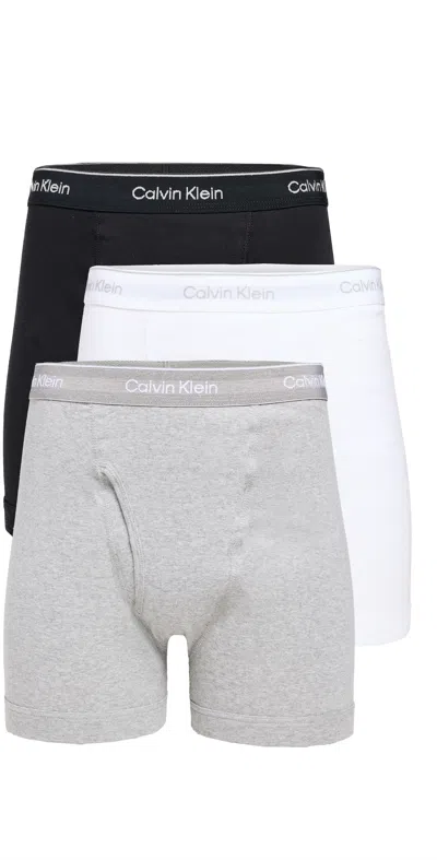 CALVIN KLEIN UNDERWEAR COTTON CLASSIC 3 PACK BOXER BRIEFS BLACK/GREY HEATHER/WHITE