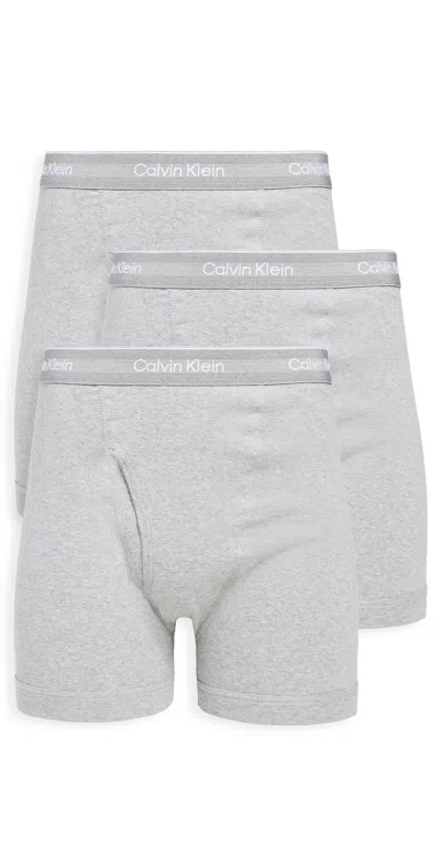 CALVIN KLEIN UNDERWEAR COTTON CLASSIC 3 PACK BOXER BRIEFS HEATHER GREY