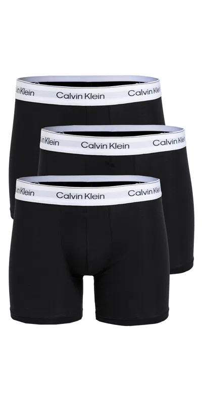 CALVIN KLEIN UNDERWEAR ICON COTTON STRETCH BOXER BRIEFS 3 PACK BLACK