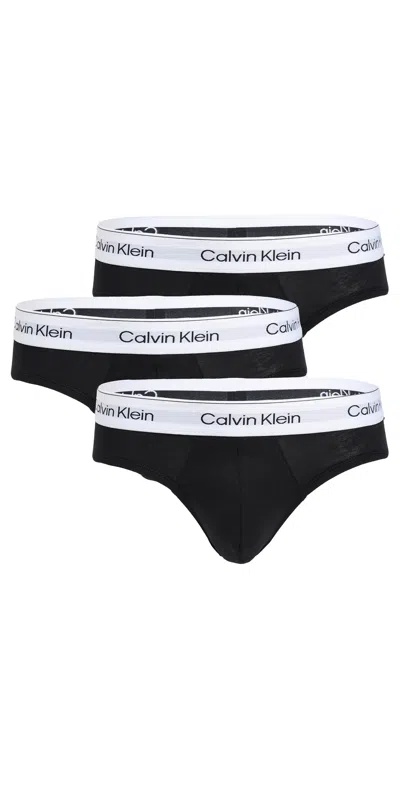 CALVIN KLEIN UNDERWEAR ICON COTTON STRETCH BRIEFS 3 PACK BLACK