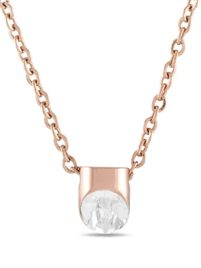 CALVIN KLEIN VINTAGE CALVIN KLEIN BRILLIANT ROSE GOLD PVD-PLATED STAINLESS STEEL WHITE CRYSTAL NECKLACE KJ8YPN140200