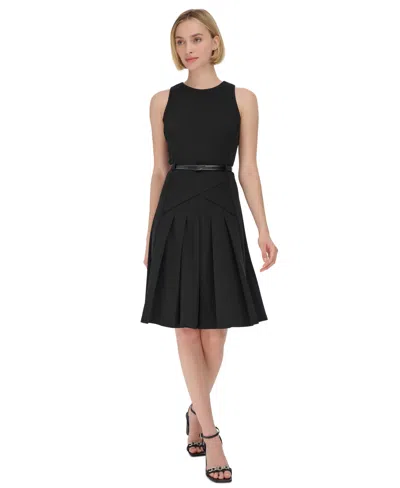 CALVIN KLEIN WOMEN'S JEWEL-NECK SCUBA-CREPE DRESS