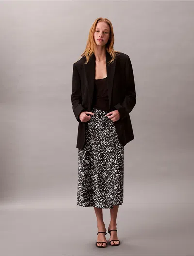 CALVIN KLEIN WOMEN'S PRINTED SATIN MIDI SKIRT