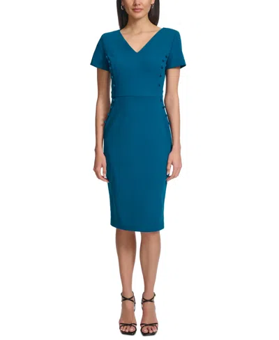 CALVIN KLEIN WOMEN'S SHORT-SLEEVE V-NECK SHEATH DRESS