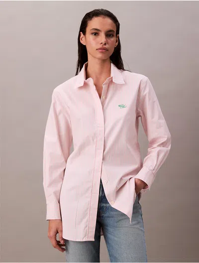 CALVIN KLEIN WOMEN'S STRIPE RELAXED BUTTON-DOWN SHIRT