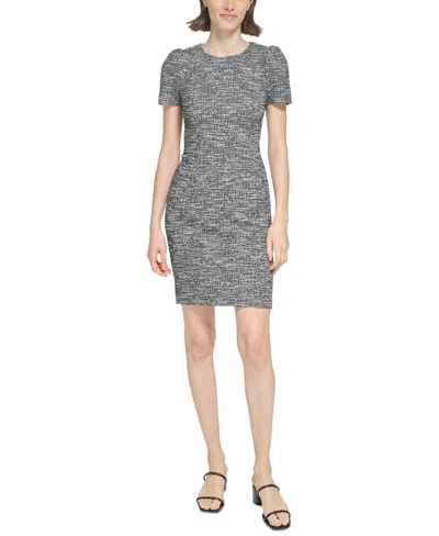 CALVIN KLEIN WOMEN'S TWEED PUFFED-SHOULDER SHEATH DRESS